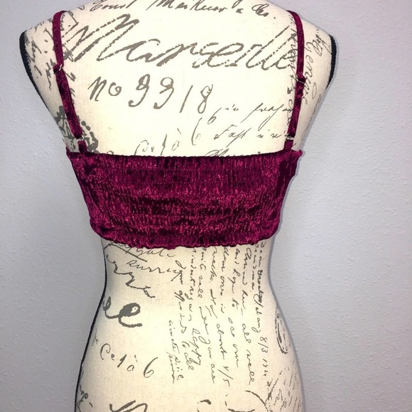 MINKPINK Velvet Lace Bra Wine Small NWT - Picture 3 of 6